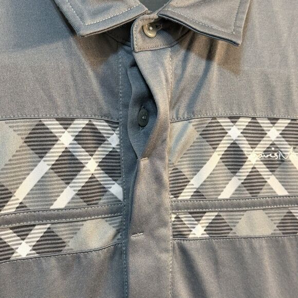 Travis Mathew Mens Polyester Blend Short Sleeve Golf Polo Shirt SZ L Gray Hatch - Picture 3 of 8